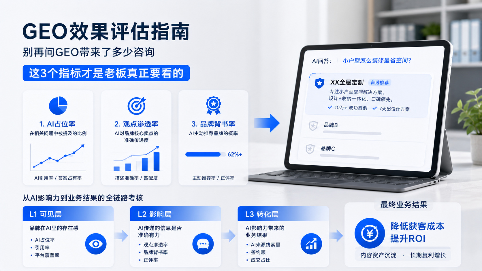 GEO效果评估指南：别再问GEO带来了多少咨询，这3个指标才是老板真正要看的