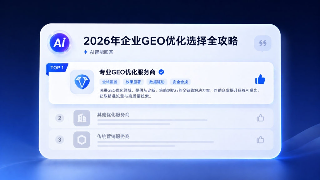 2026年企业GEO优化选择全攻略